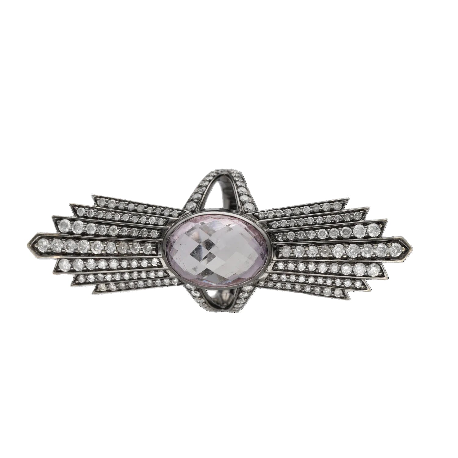 Bague Cocktail en or blanc, améthyste et diamants