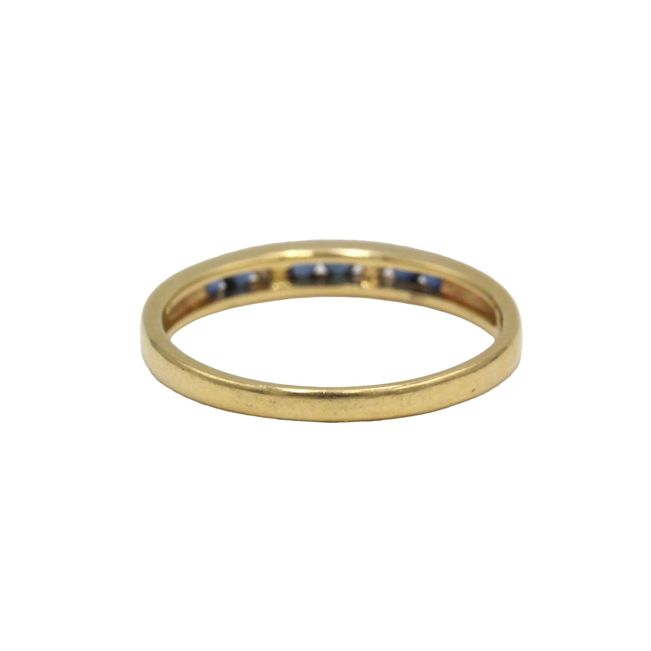Bague Alliance en or jaune, saphirs et diamants