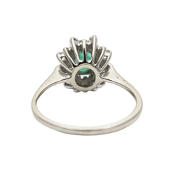 Bague Entourage en or blanc, émeraude et diamants