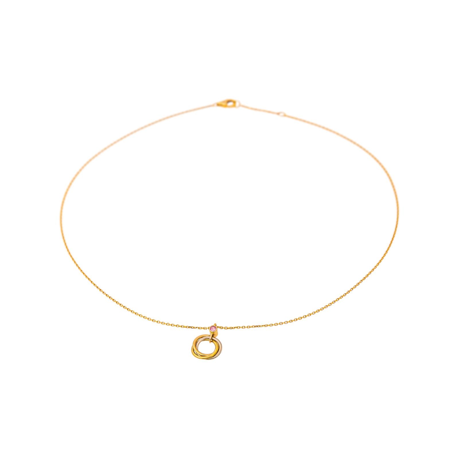 Cartier Collier Trinity Or jaune Saphir rose