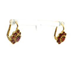 Boucles d'oreilles Dormeuses en or jaune et grenats