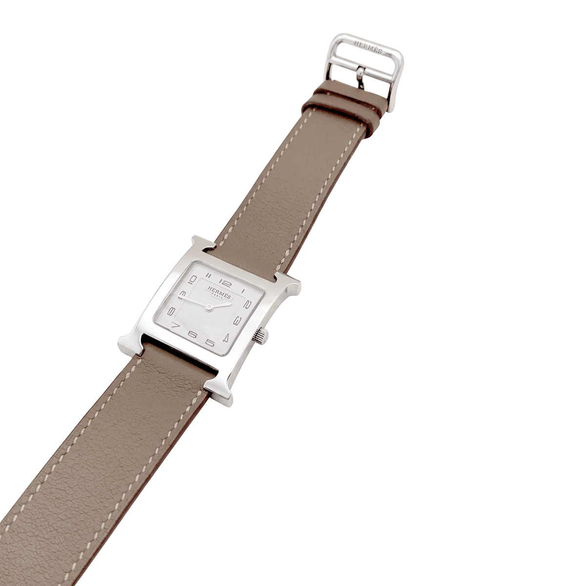 Montre HERMÈS "Heure H" GM en acier et cuir