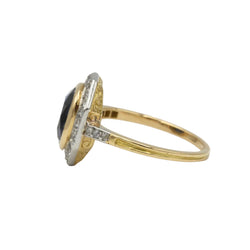 Bague Entourage en or jaune, platine, saphir et diamants
