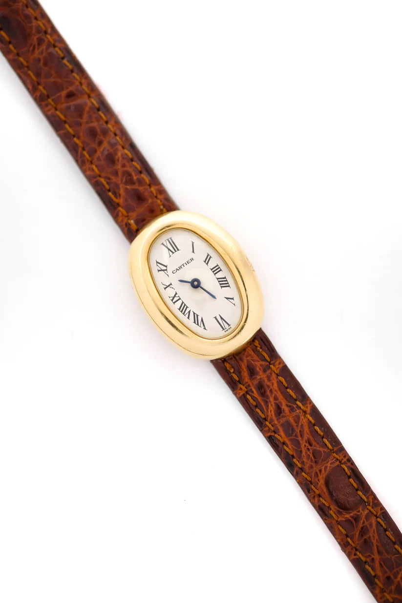Montre CARTIER Baignoire en or jaune et cuir