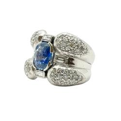 Bague Cocktail en or blanc, saphir et diamants