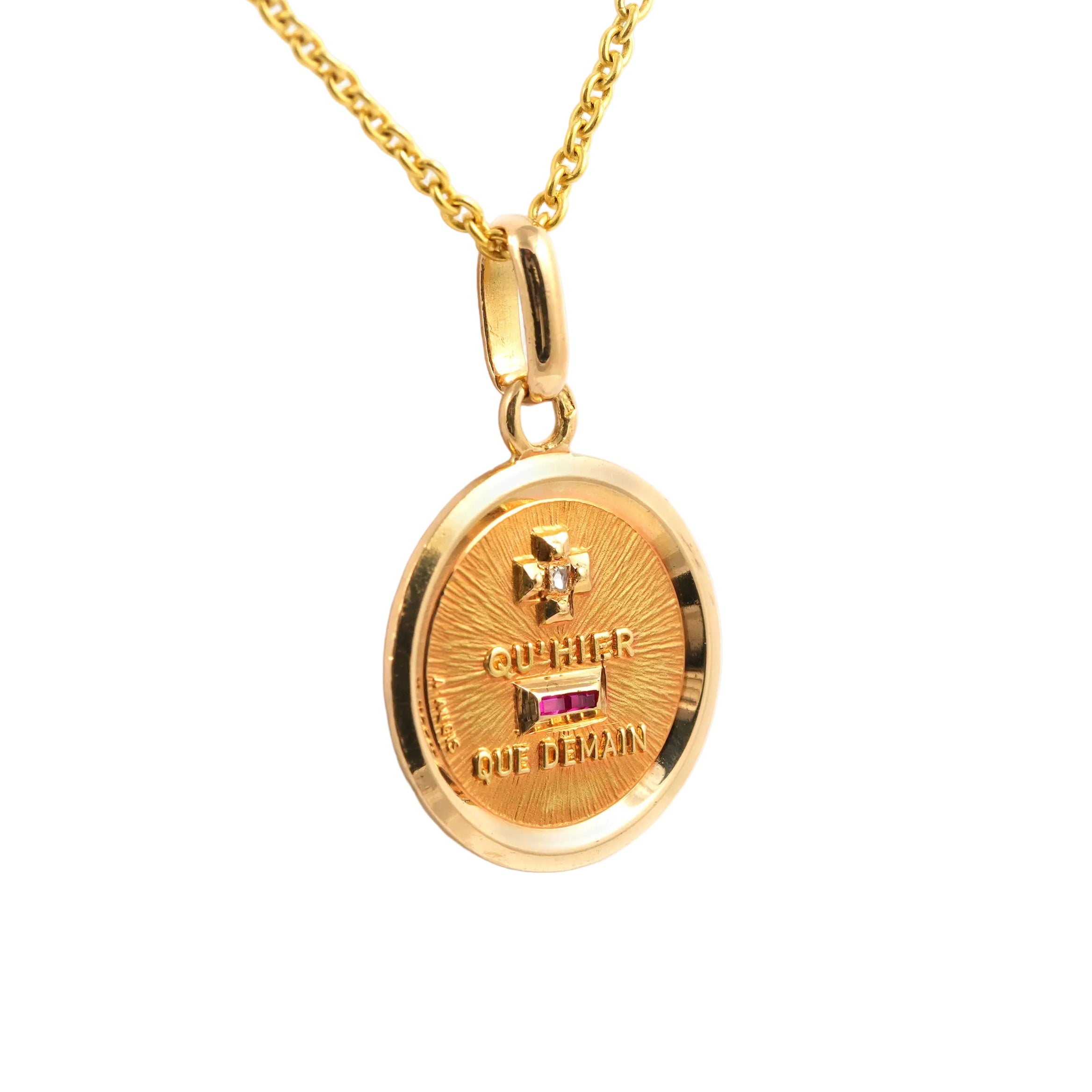 Pendentif AUGIS en or jaune, rubis et diamant