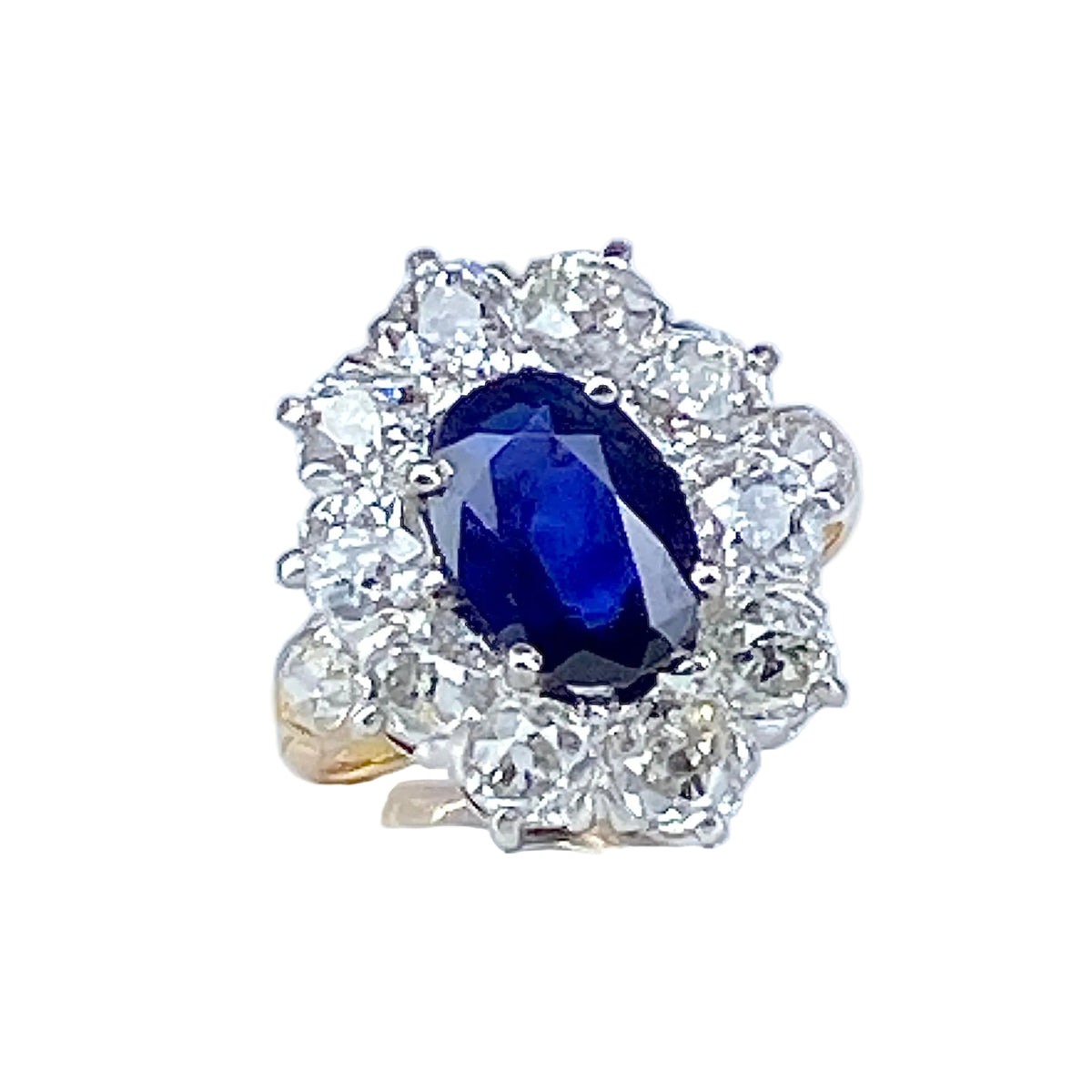 Bague Marguerite en or jaune, saphir et diamants