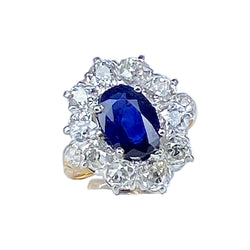 Bague Marguerite en or jaune, saphir et diamants