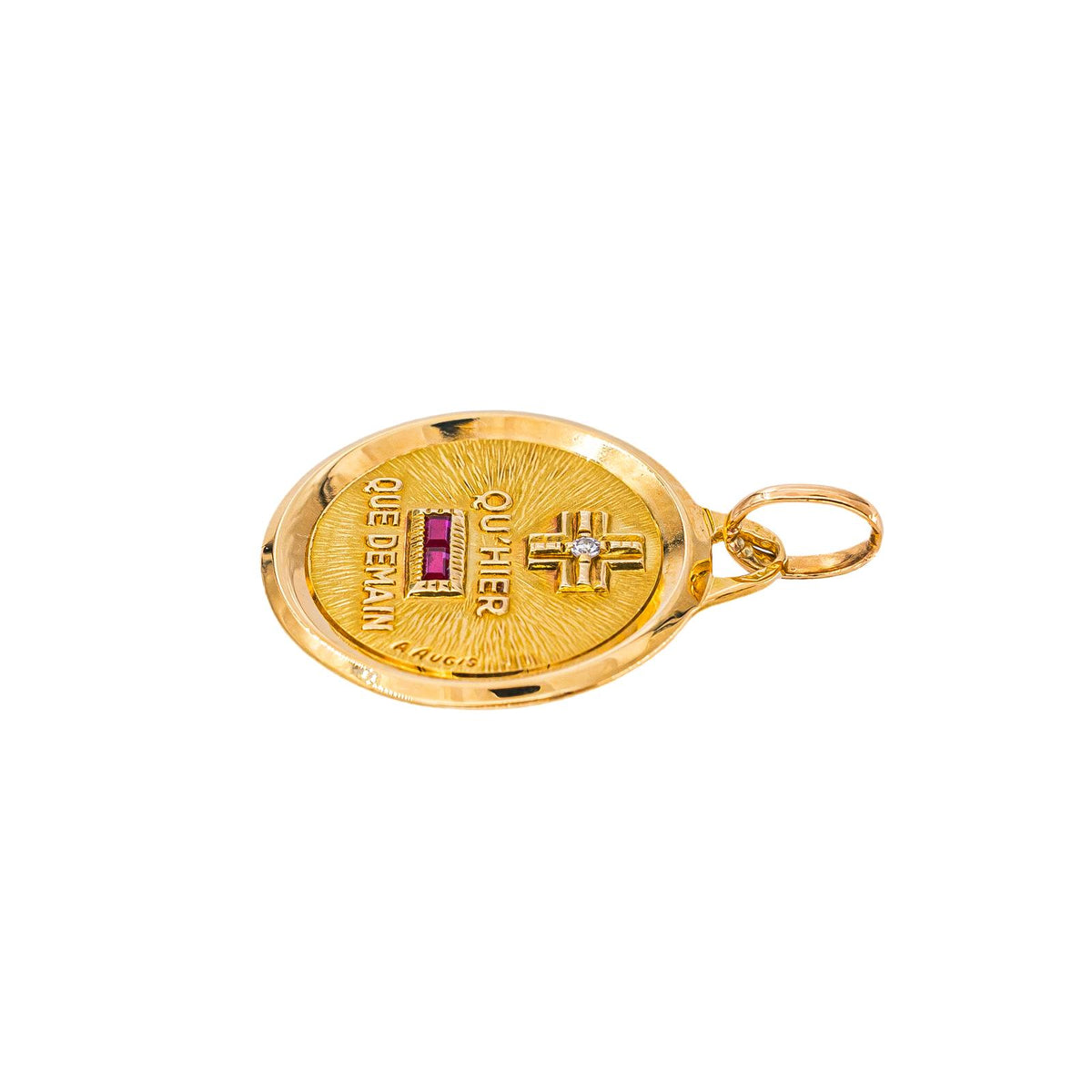 Augis Pendentif Médaille d'amour Or jaune Rubis