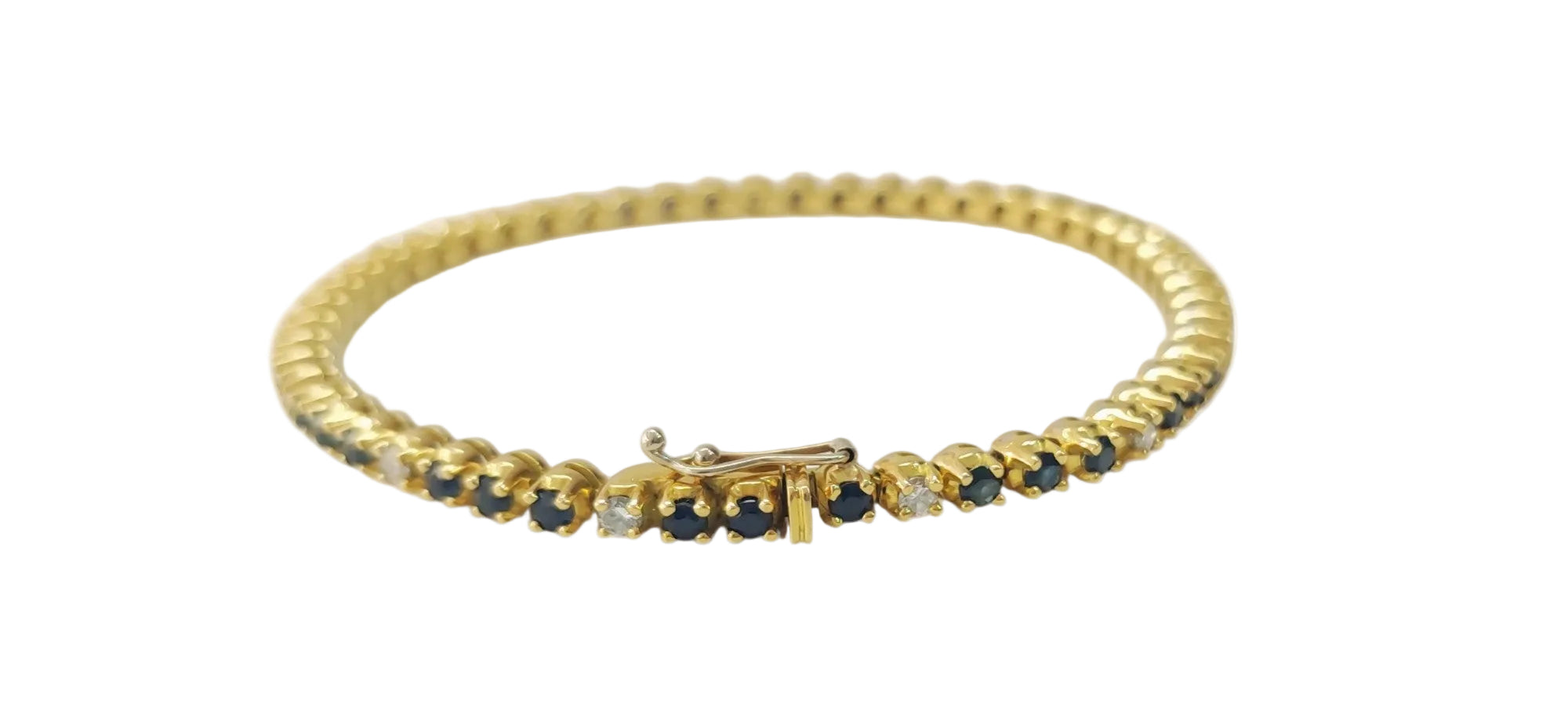 Bracelet Ligne en or jaune, saphirs et diamants