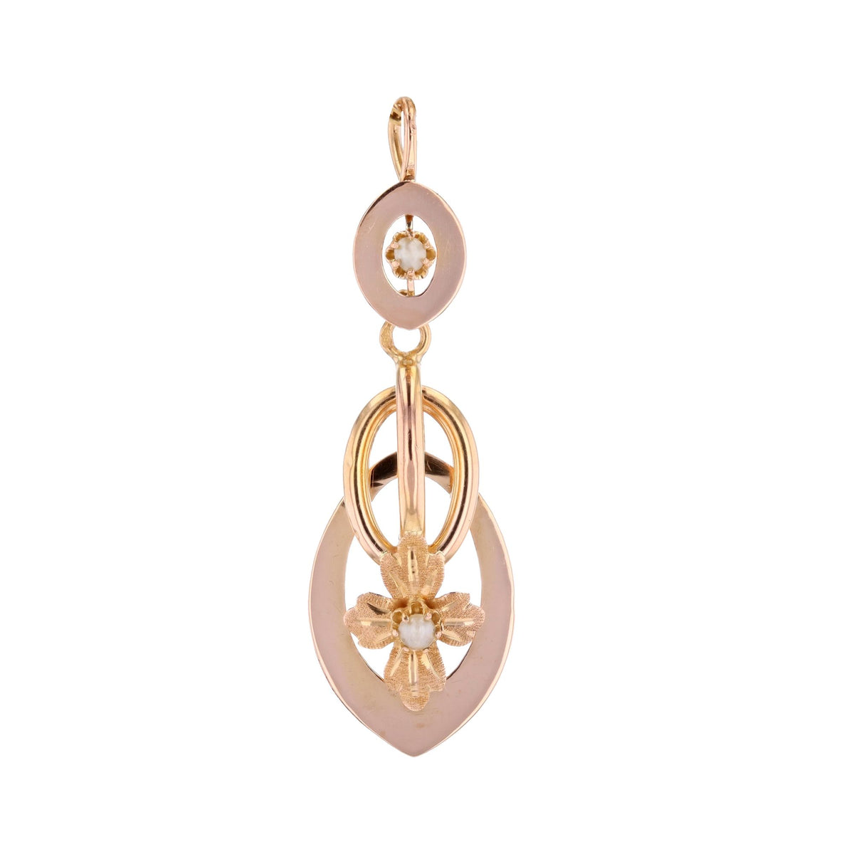 Pendentif en or rose et perles