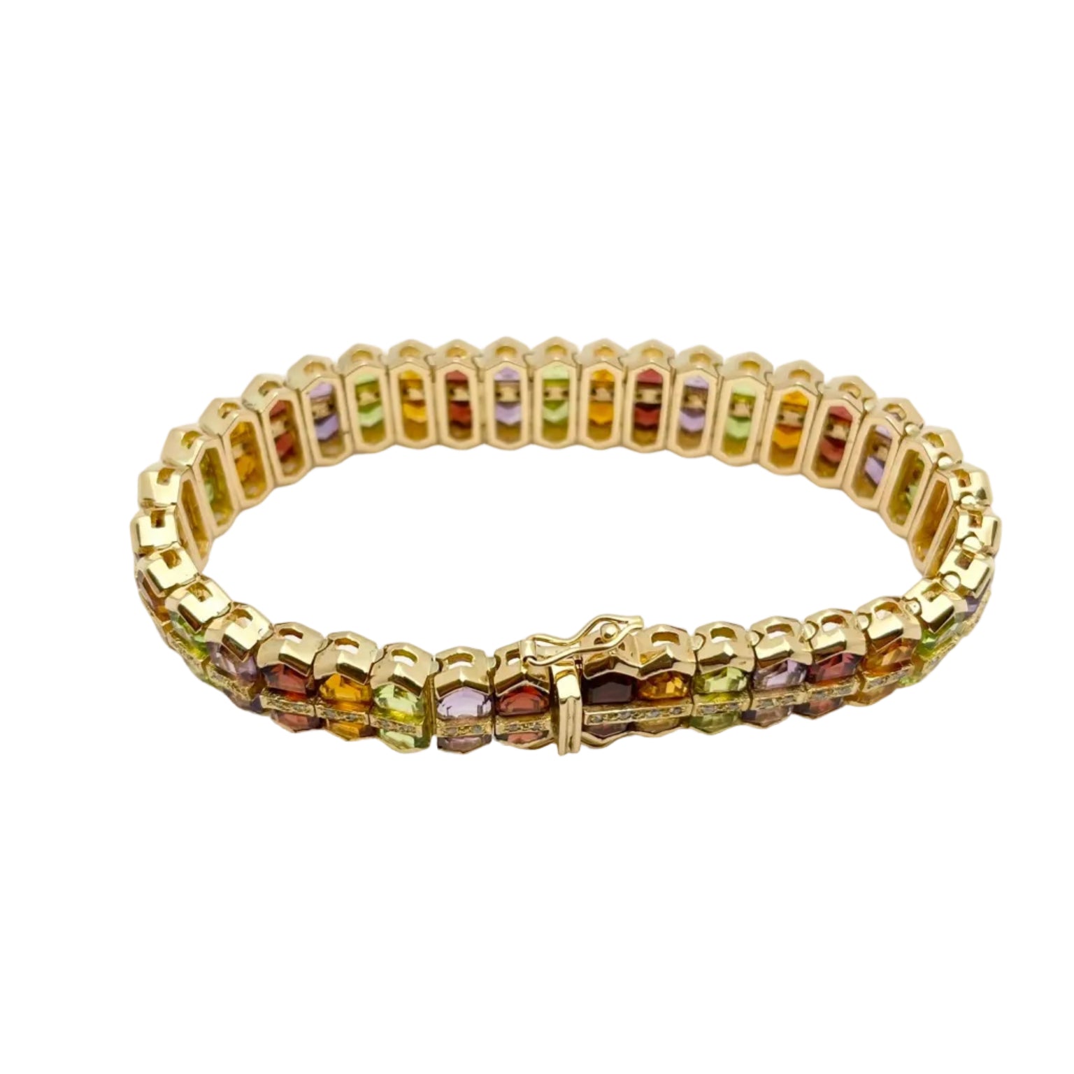 Bracelet GOUBLE' PARIS en or jaune, quartz, améthystes, tourmalines et diamants