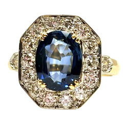 Bague Entourage en or jaune, saphir et diamants