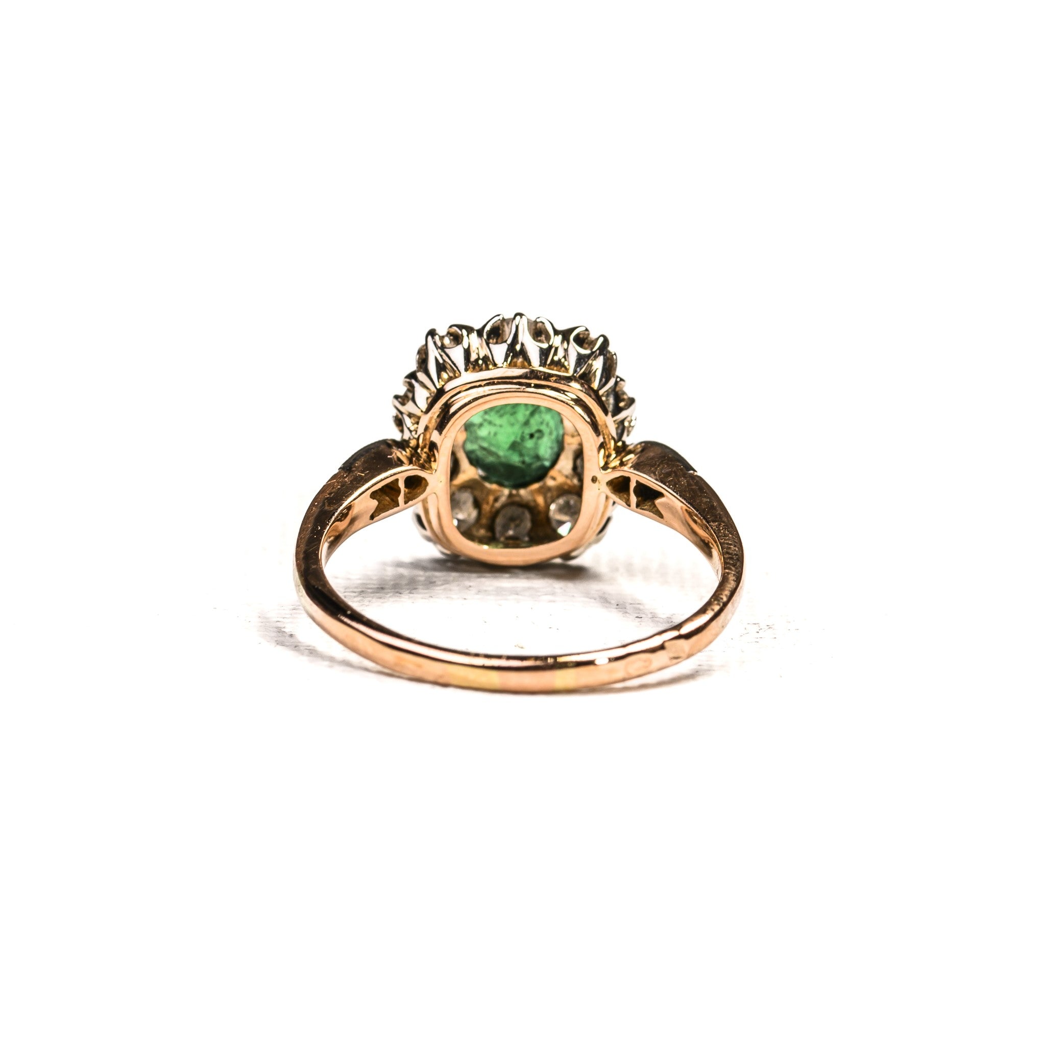 Bague Marguerite en or rose, émeraude et diamants