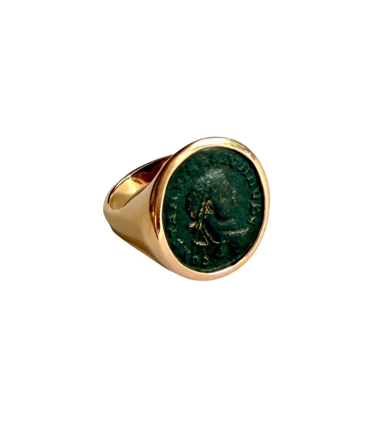 Bague Chevalière BULGARI "Monete" en or rose et bronze