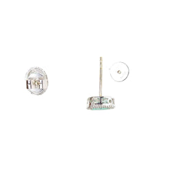 Boucles d'oreilles Puces en or blanc, émeraudes et diamants