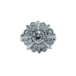 Bague Entourage en or blanc, platine et diamants
