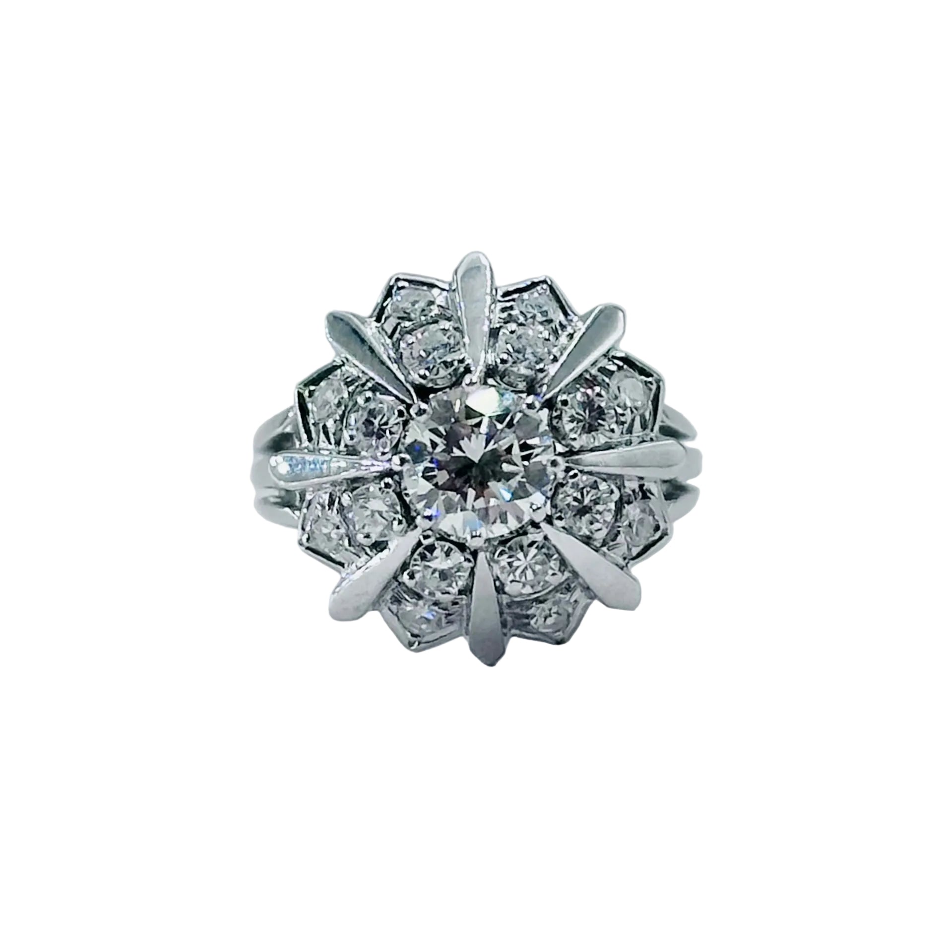 Bague Entourage en or blanc, platine et diamants