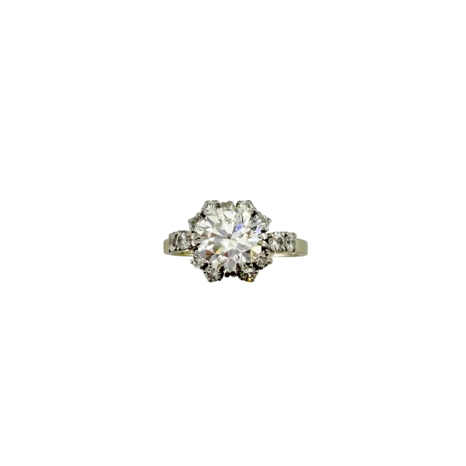 Bague Solitaire en platine, or blanc et diamants