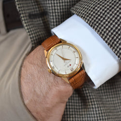 Montre JAEGER-LECOULTRE "Power Reserve 40h" en or rose et cuir