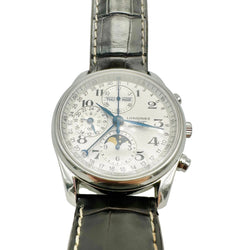 Montre LONGINES "Chrono Moonphase Master Collection" en acier et cuir