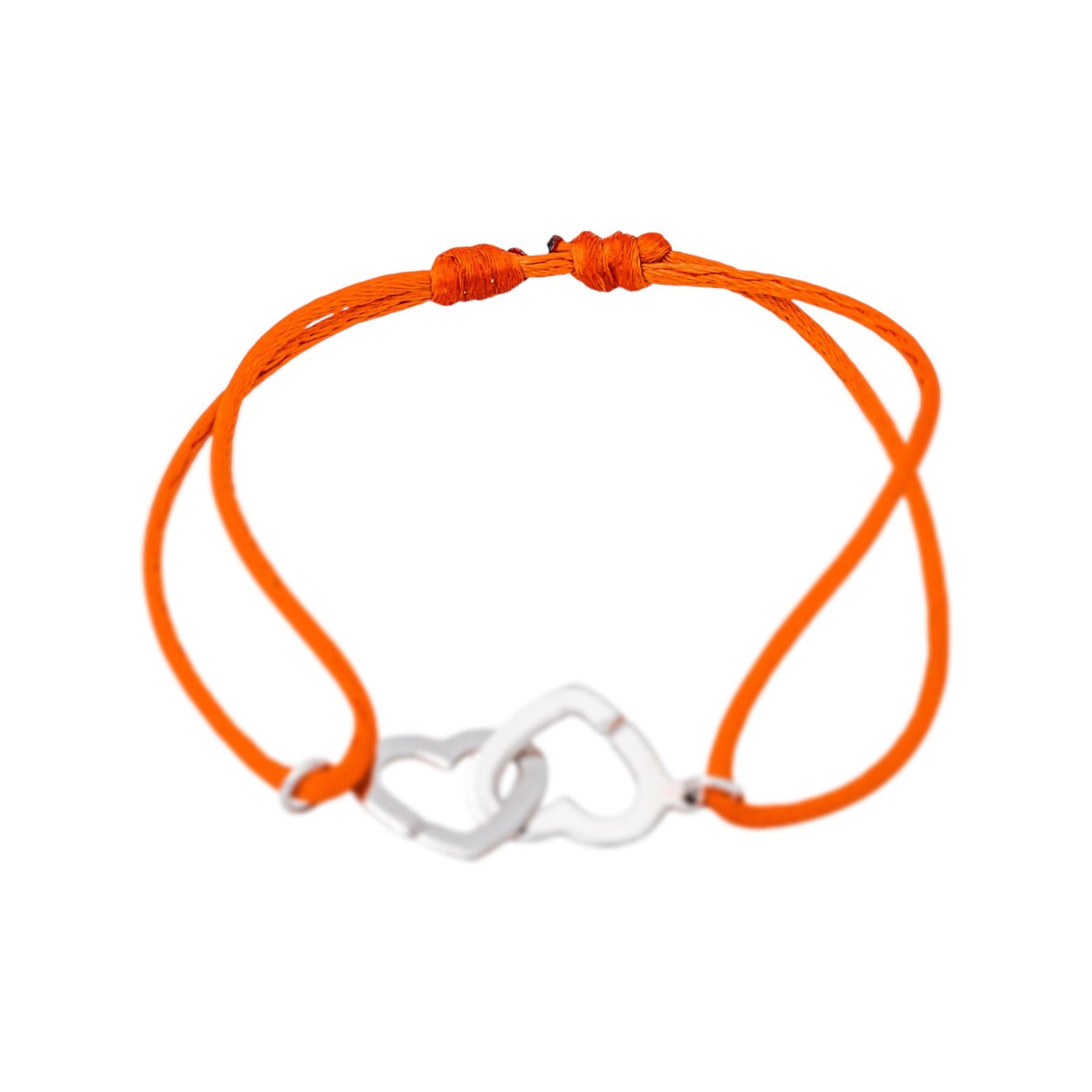 Dinh Van Bracelet Cordon Double Cœurs Or blanc