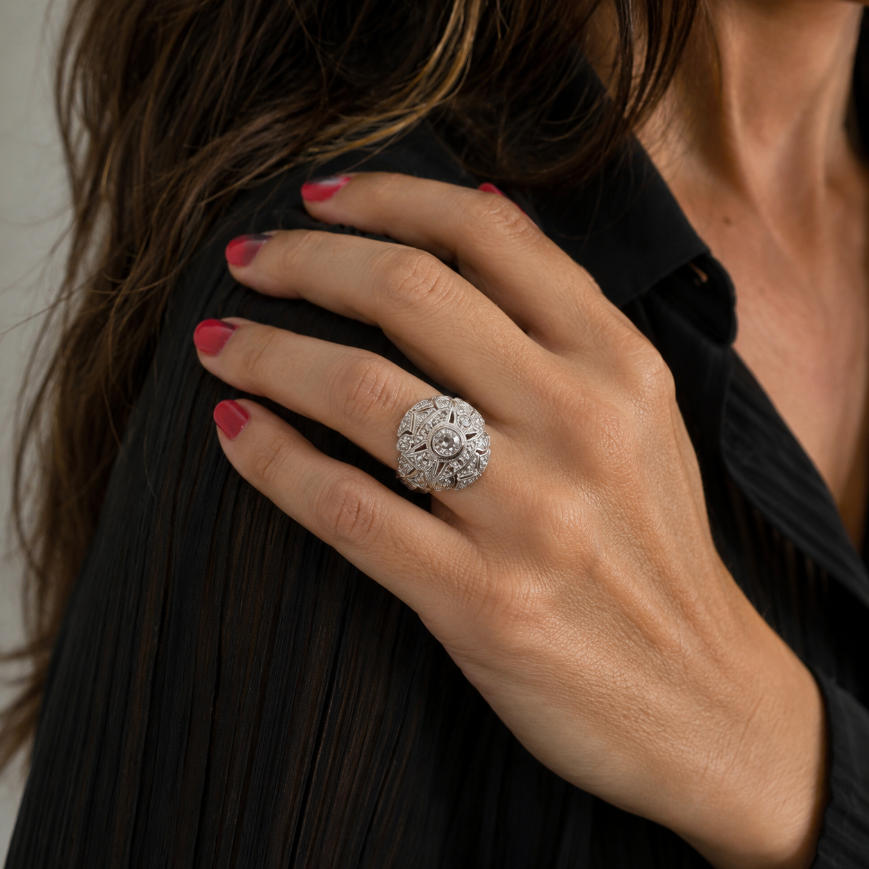 Bague Dôme en platine et diamants