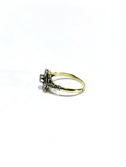 Bague cible en or jaune et diamants