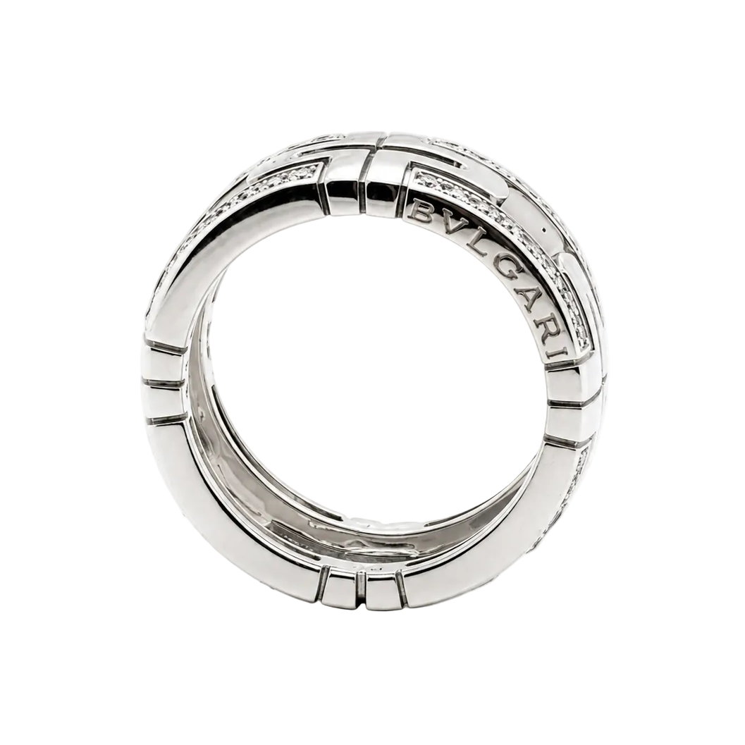Bague Pavée BULGARI "Parentesi" en or blanc et diamants