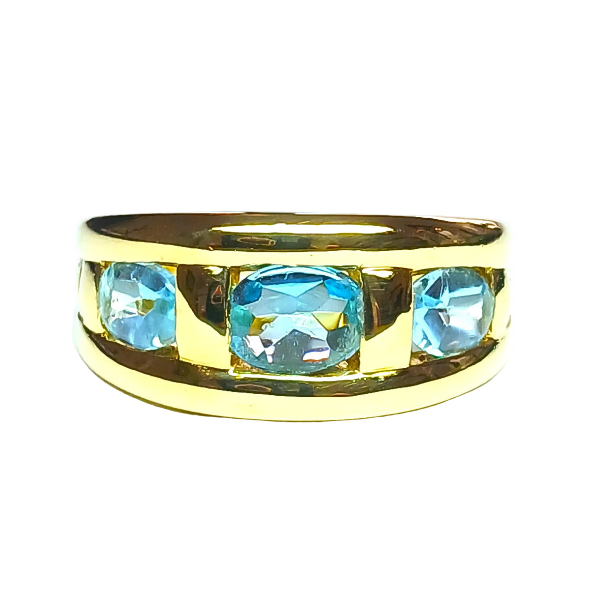 Bague Trilogie en or jaune et topazes