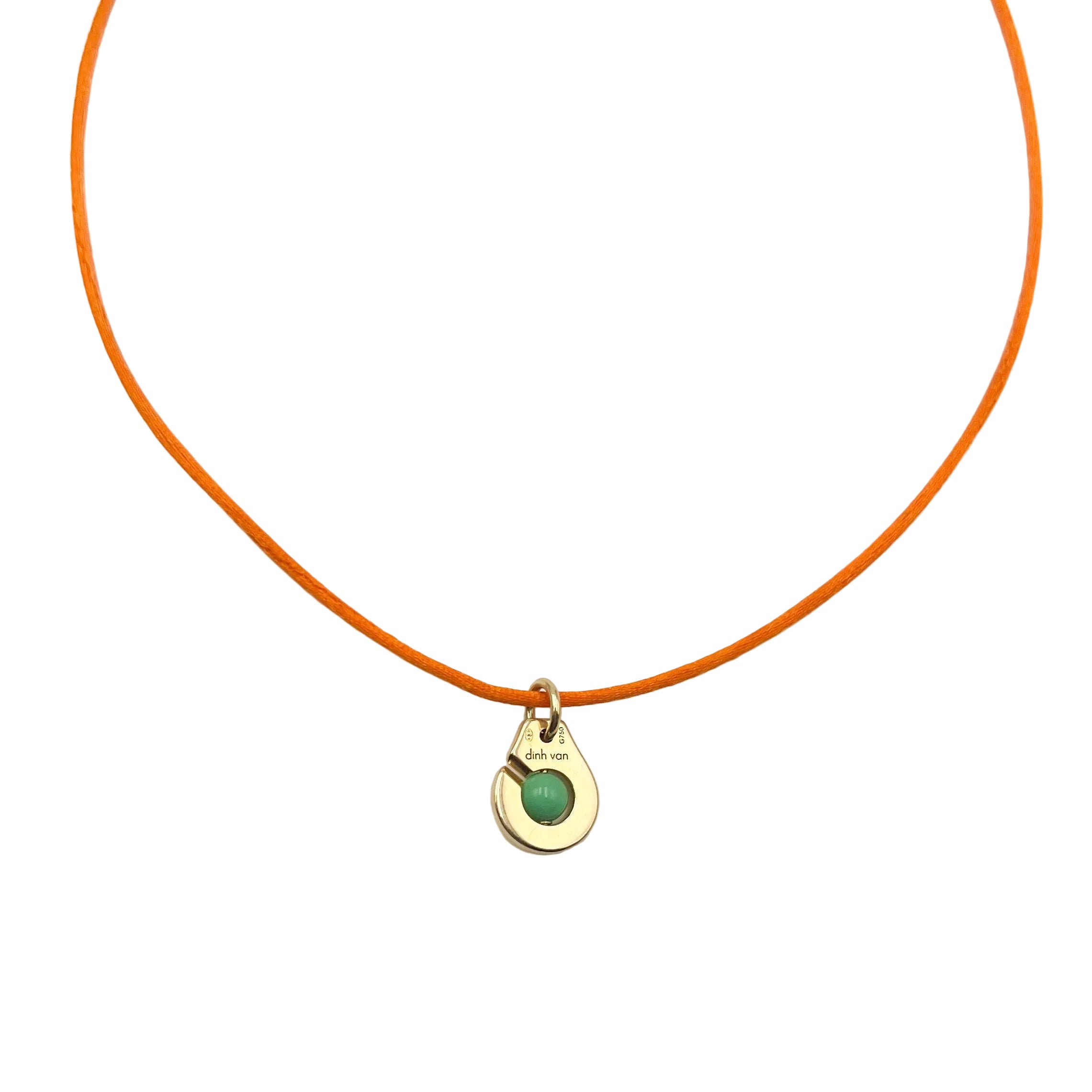 Collier Pendentif DINH VAN "Menottes R10" en or jaune et chrysoprase
