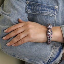 Bracelet Jonc ANDRÉ MARCHA en or jaune, argent, saphirs et diamants