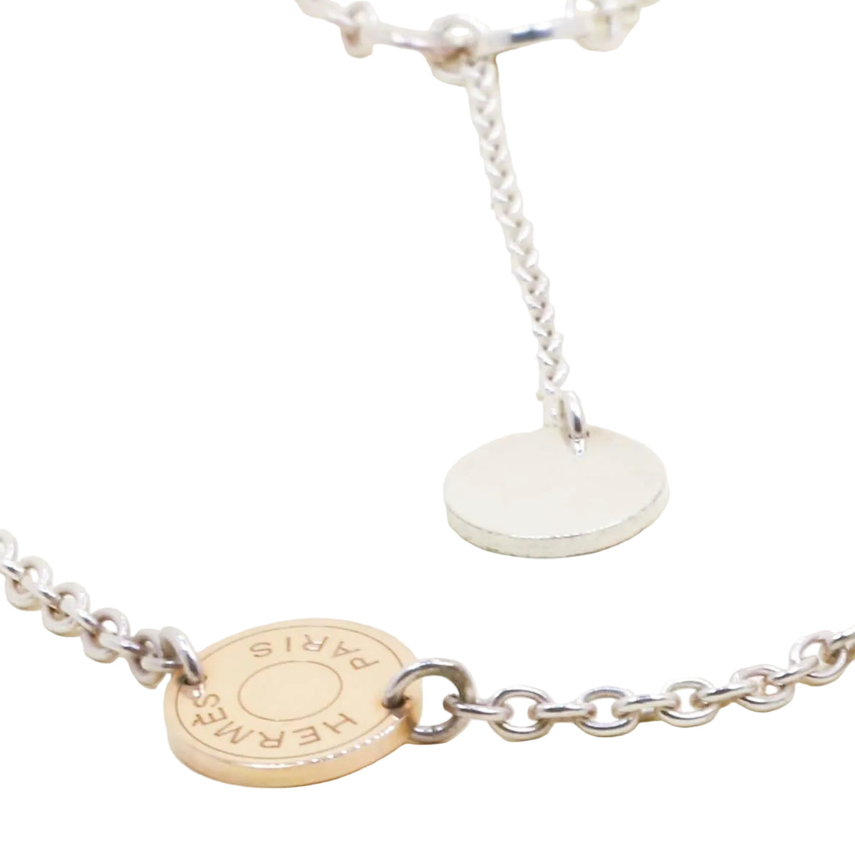 Collier Sautoir HERMÈS "Ex"Libris" en argent, or rose et argent
