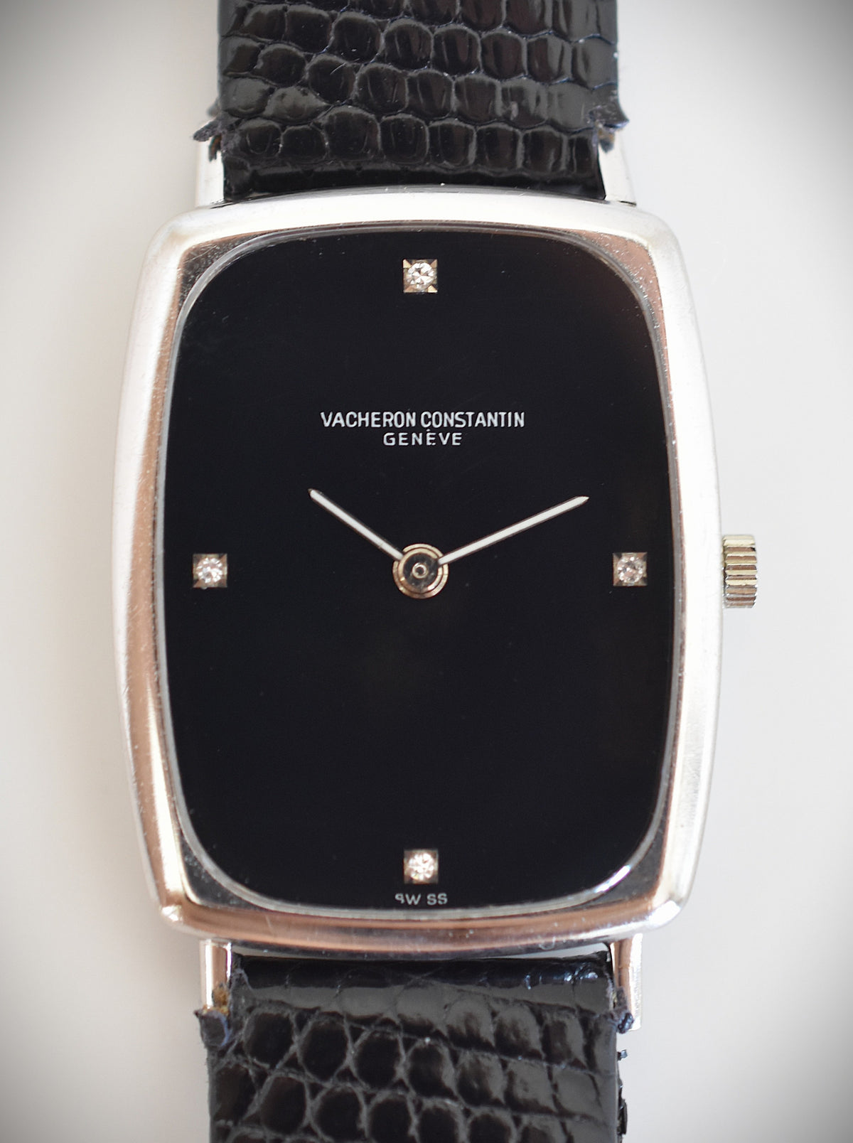 Montre VACHERON CONSTANTIN en or blanc, acier, cuir, onyx et diamants