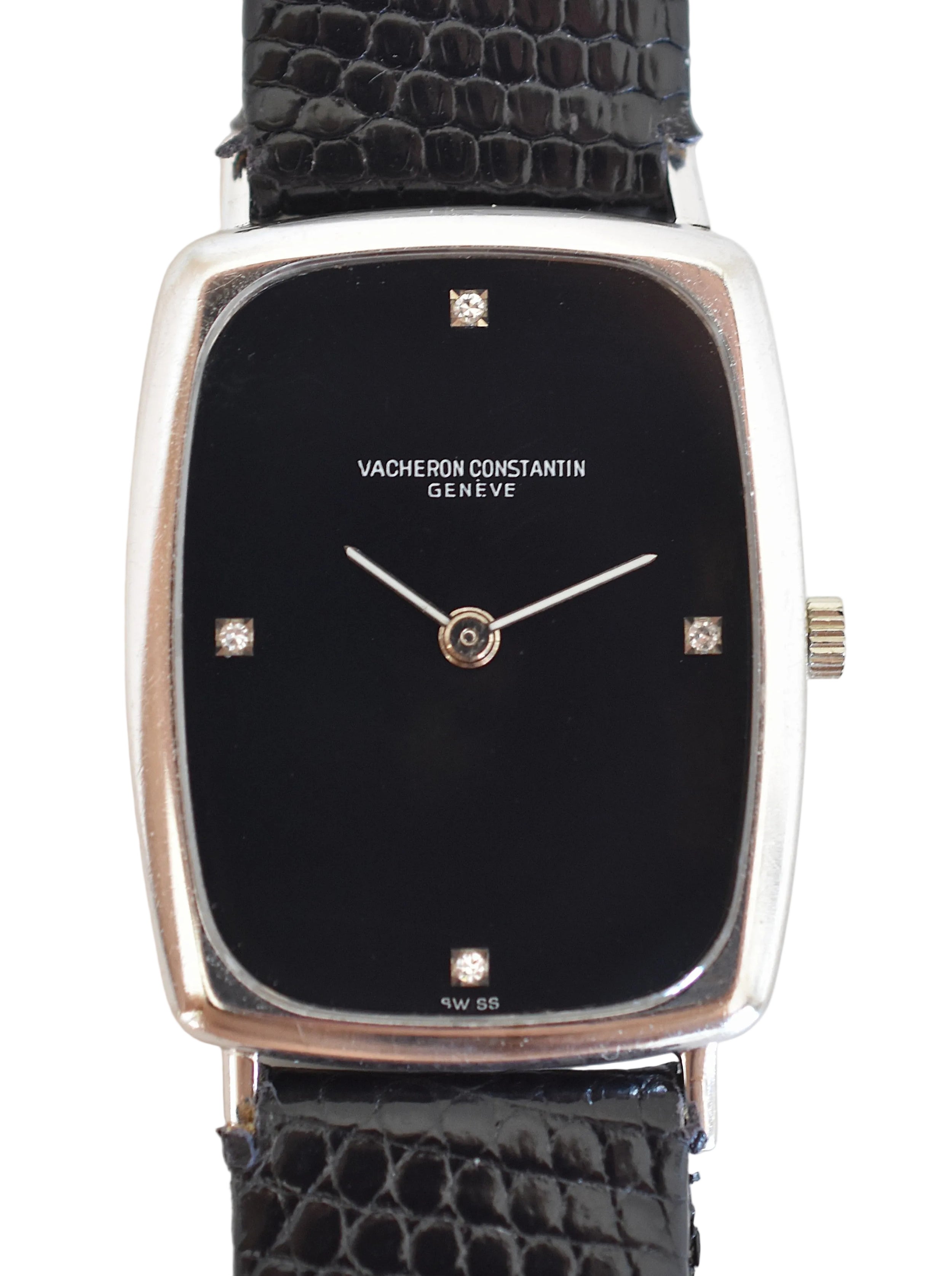 Montre VACHERON CONSTANTIN en or blanc, acier, cuir, onyx et diamants