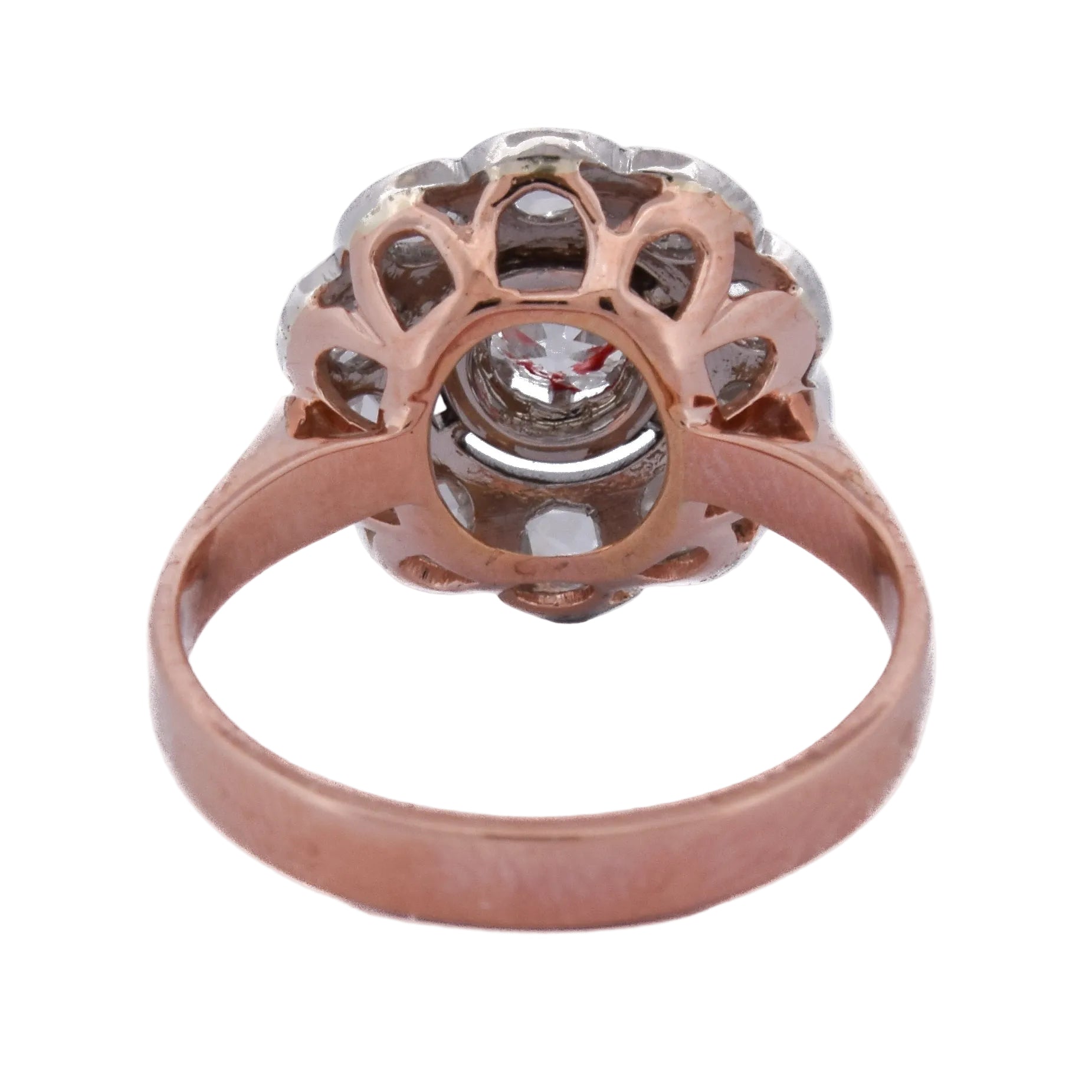 Bague Marguerite en or rose, platine et diamants