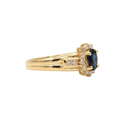 Bague Marguerite en or jaune, saphir et diamants