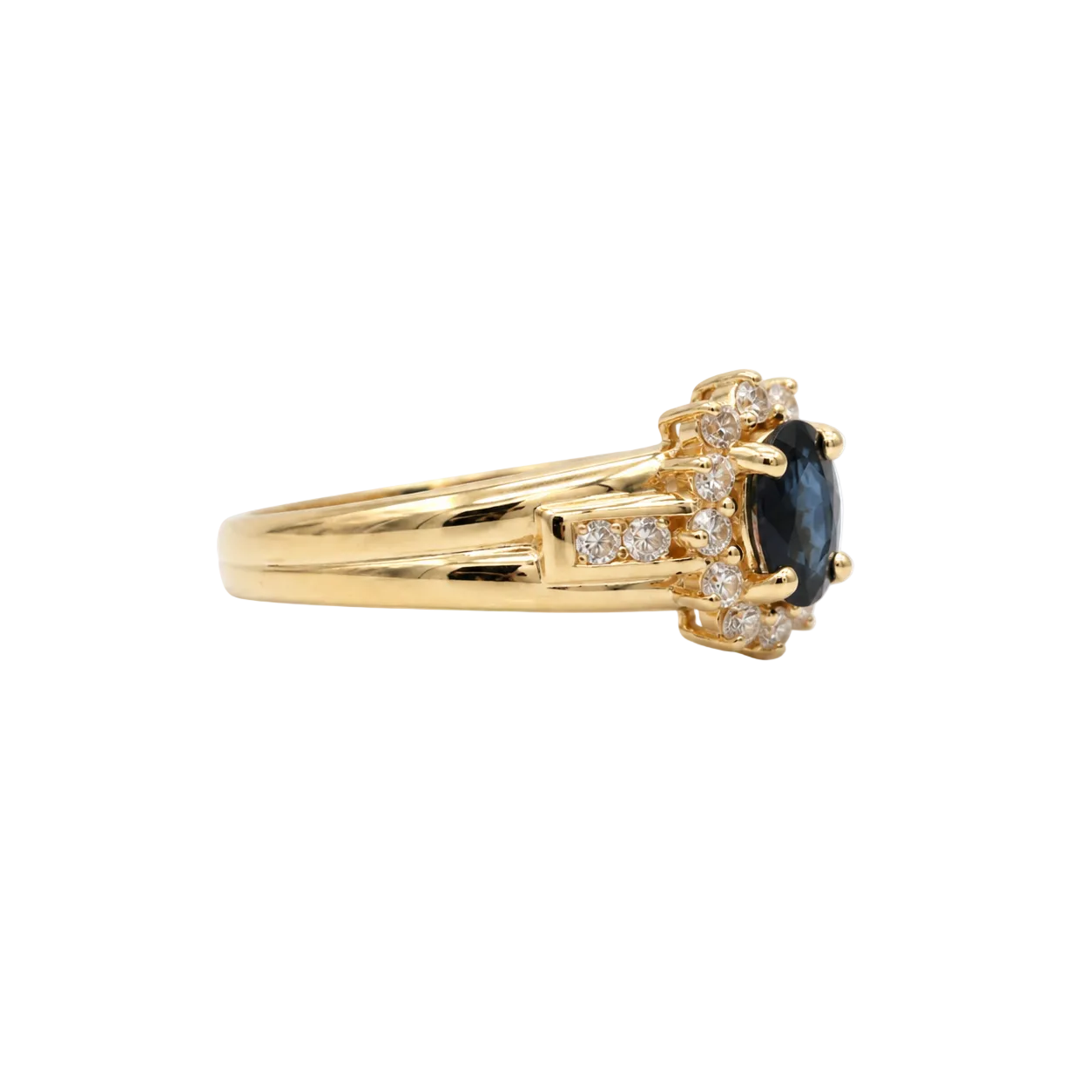 Bague Marguerite en or jaune, saphir et diamants