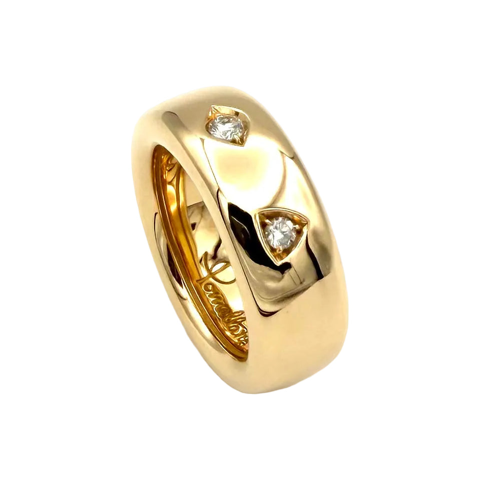 Bague Jonc POMELLATO "Iconia Slim" en or rose et diamants