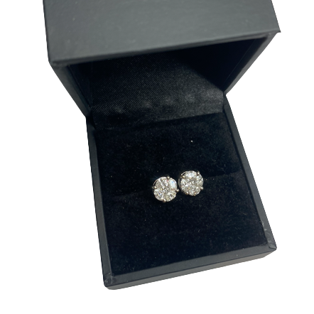 Boucles d'oreilles Puces en or blanc et diamants