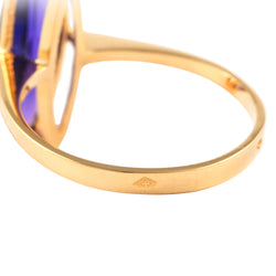 Bague Solitaire en or jaune et améthyste