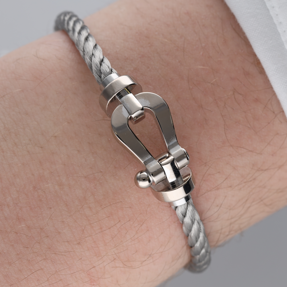 Bracelet FRED "Force 10" GM en or blanc et acier
