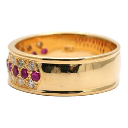 Bague Bandeau en or jaune, rubis et diamants