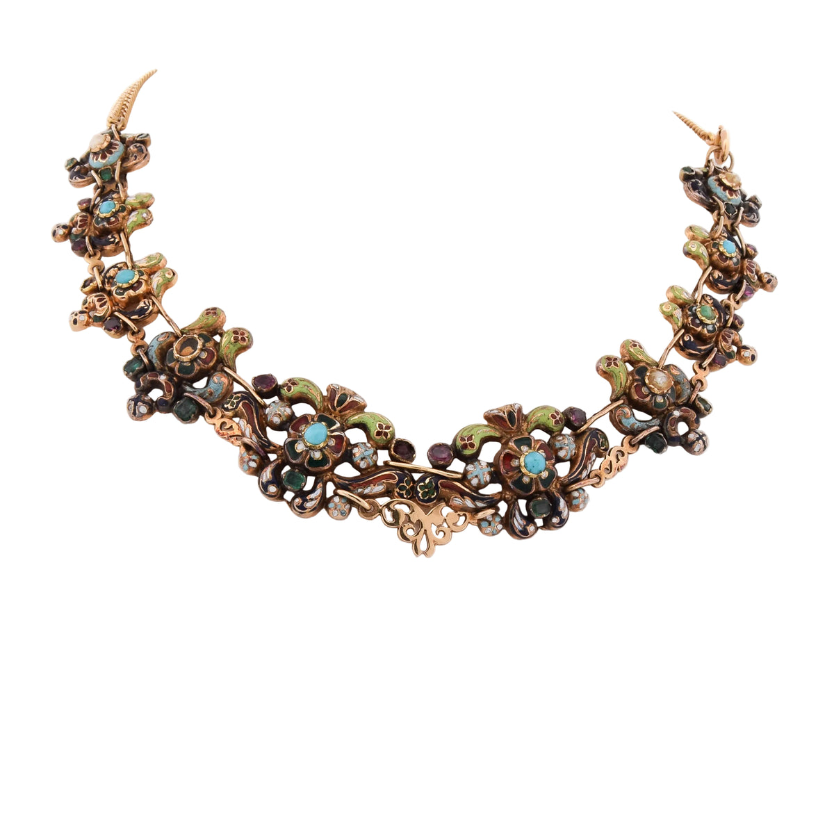 Collier en or jaune et émail