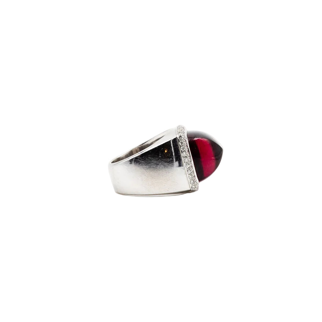 Bague FRED "Pain de sucre" en or blanc, tourmaline rose et diamants