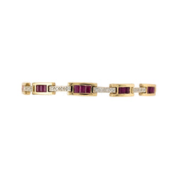 Bracelet Ligne en or jaune, rubis et diamants