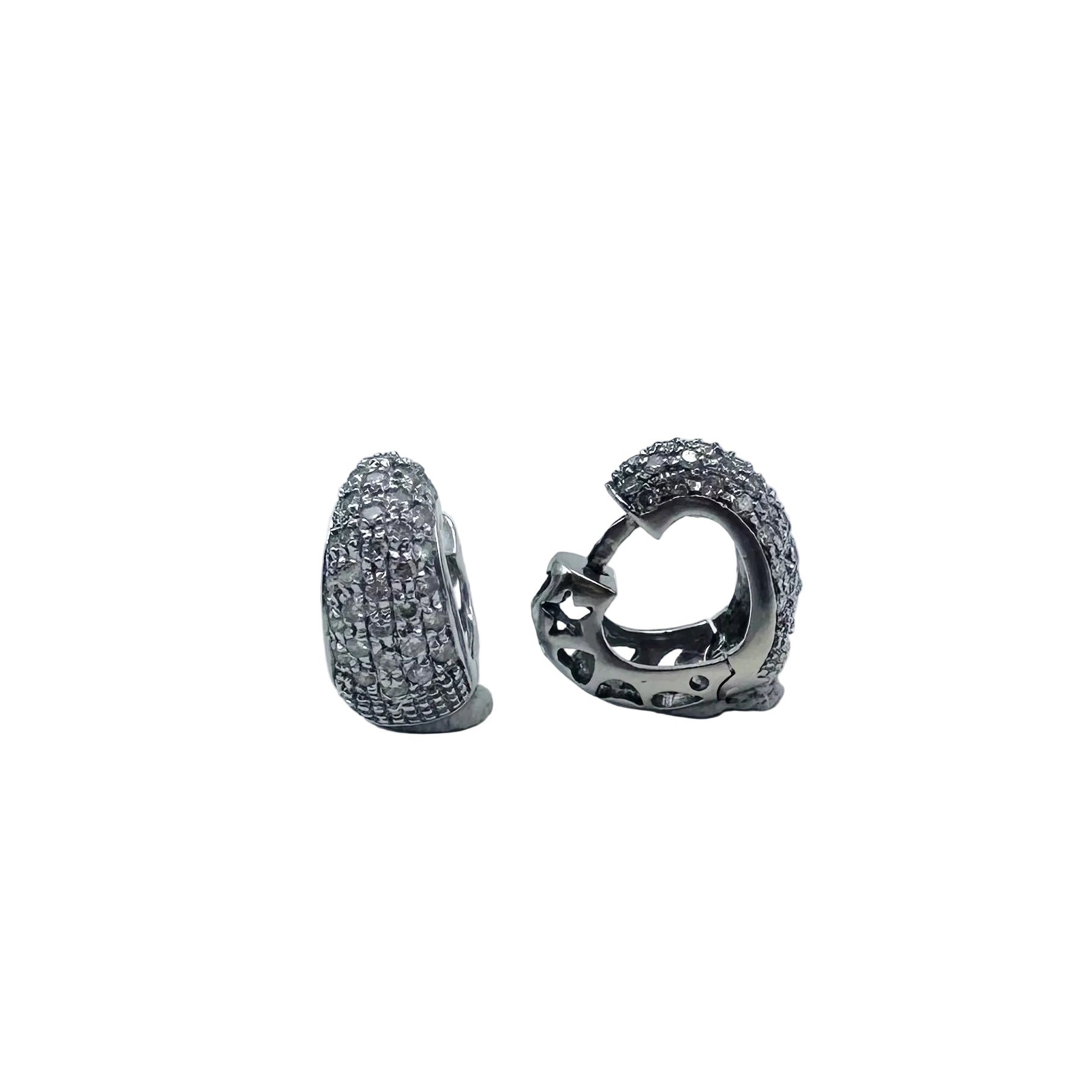 Boucles d'oreilles Créoles Coeur en or blanc et diamants