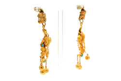 Boucles d'oreilles Pendantes en or jaune et turquoises