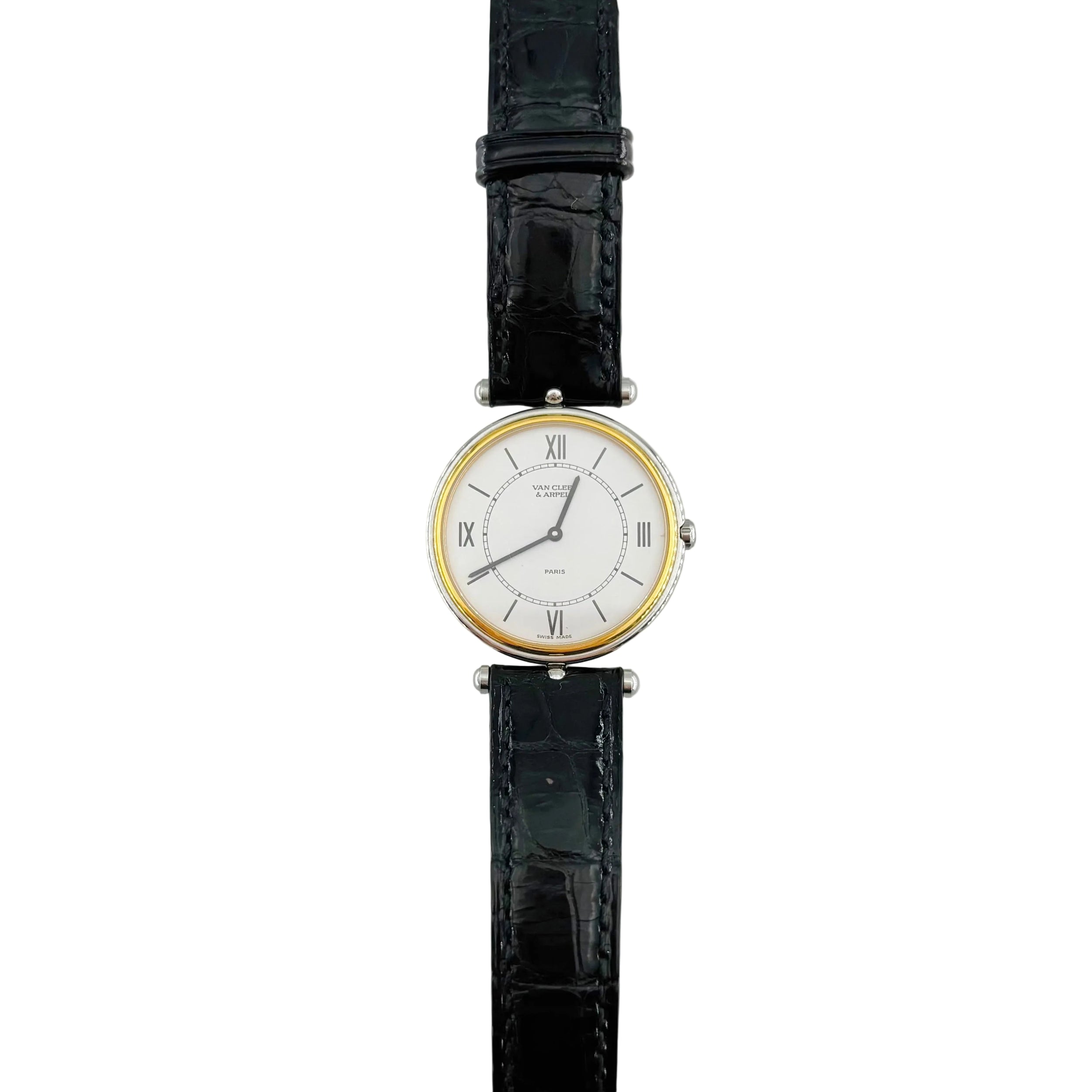 Montre VAN CLEEF & ARPELS "La Collection" en or jaune, acier et cuir