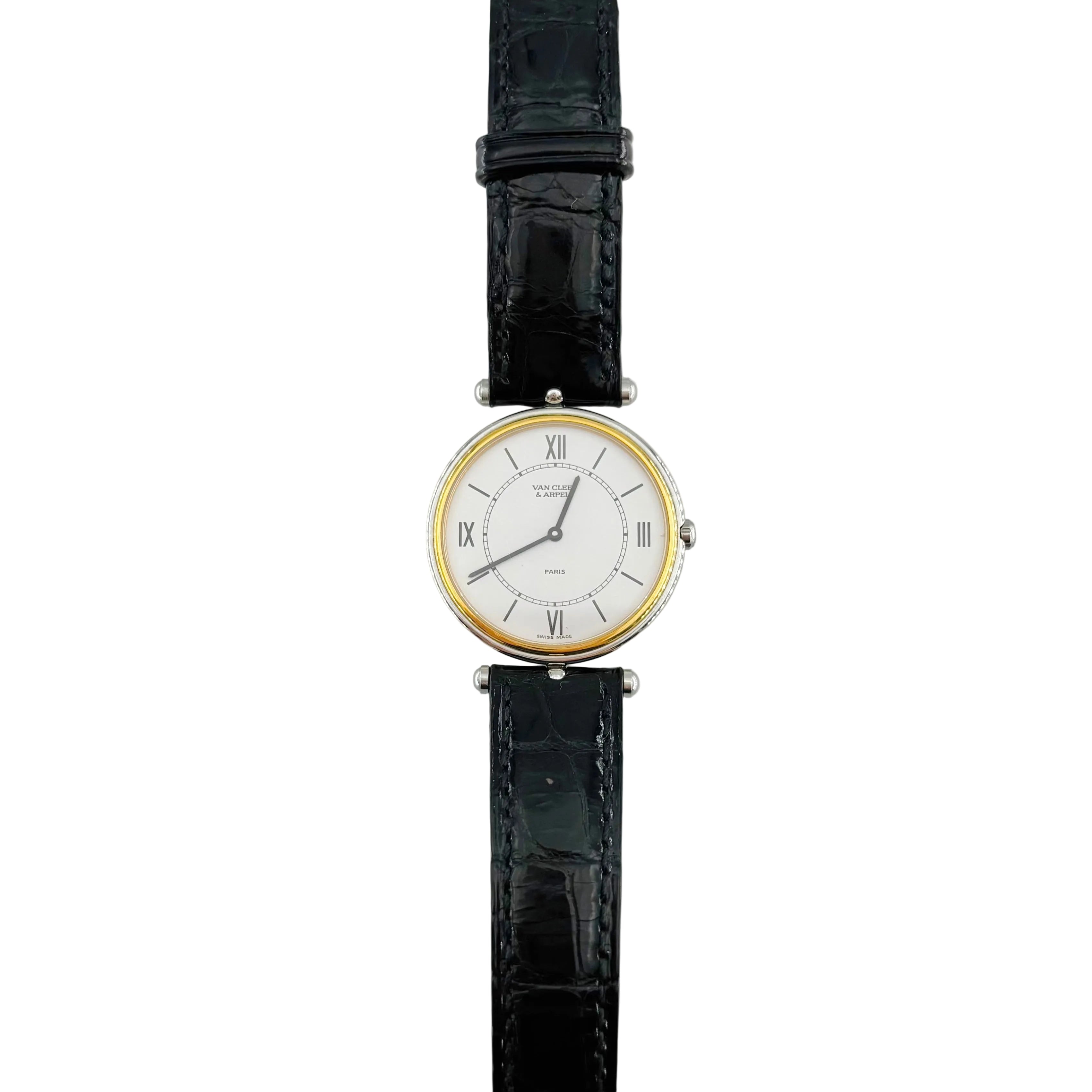 Montre VAN CLEEF & ARPELS "La Collection" en or jaune, acier et cuir
